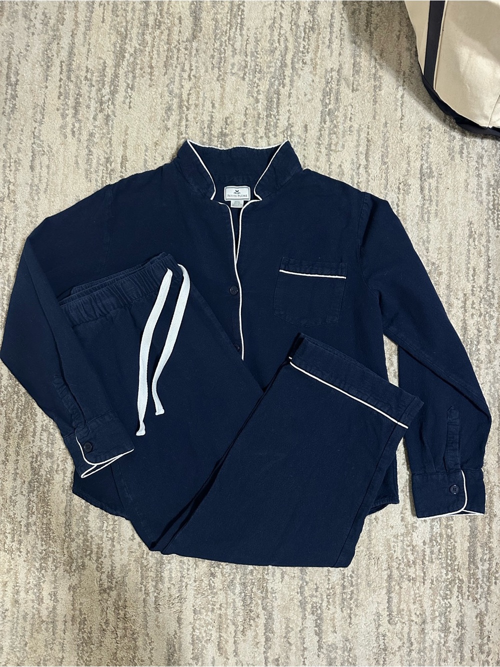 Petite Plume Navy Flannel Pajamas